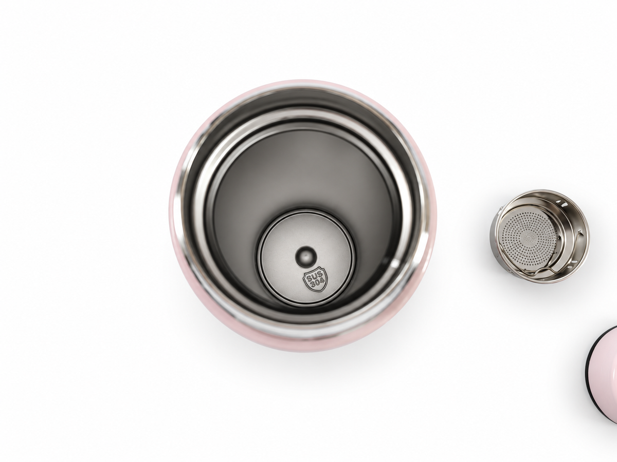 Gourde isotherme 480ml inox avec thermomètre tactile et filtre à thé