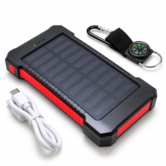 Powerbank solaire LED 10 000 mAh – Batterie externe USB 5V/2A rechargeable