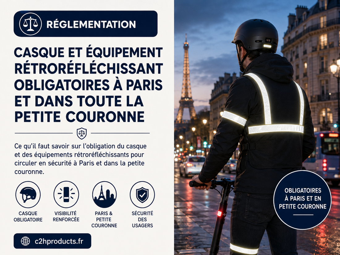 Casque et équipement rétroréfléchissant obligatoires à Paris et dans toute la petite couronne