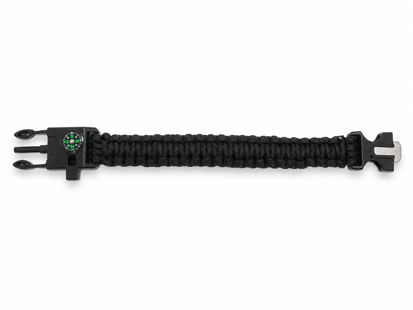 Bracelet de survie avec boussole, pierre à feu et sifflet