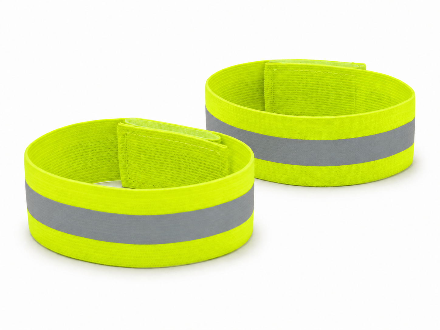 Brassards fluorescents réfléchissants jaune fluo avec une bande grise