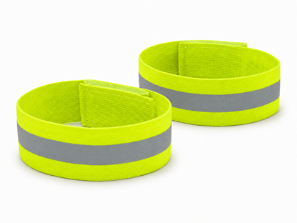 Brassards fluorescents réfléchissants jaune fluo avec une bande grise
