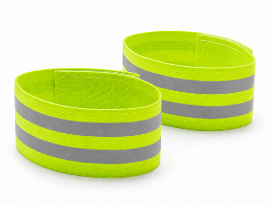 Brassards fluorescents réfléchissants jaune fluo avec deux bandes