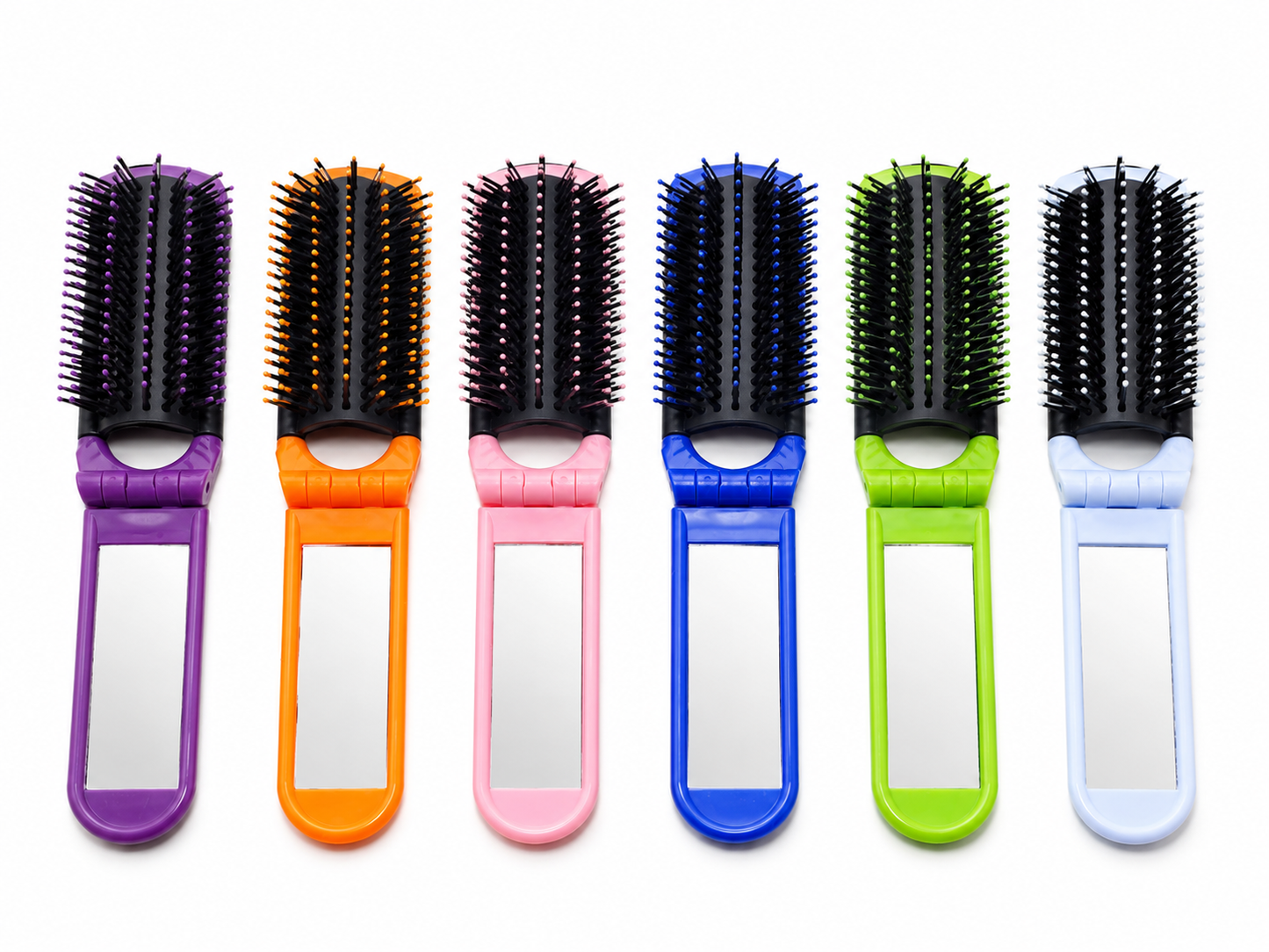 Brosse à cheveux pliable avec miroir – compacte de voyage