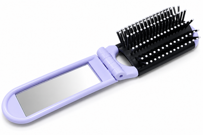 Brosse à cheveux pliable avec miroir – compacte de voyage