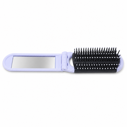 Brosse à cheveux pliable avec miroir – compacte de voyage