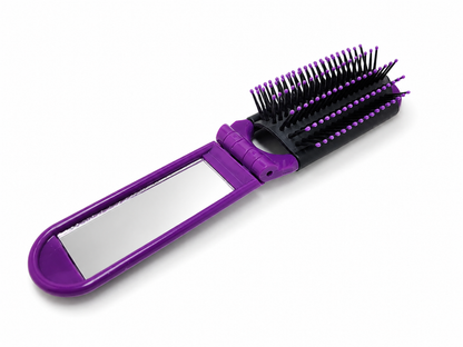 Brosse à cheveux pliable avec miroir – compacte de voyage