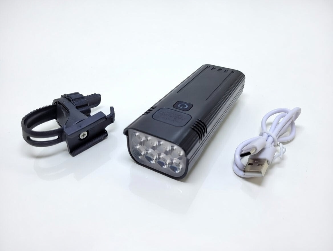 Éclairage vélo avant LED 3000 lumens rechargeable USB-C noir accessoires