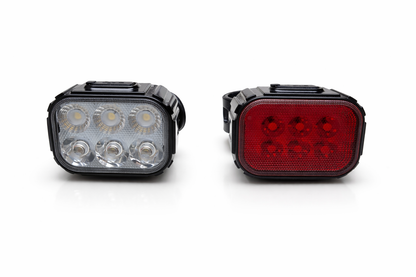 Kit éclairage vélo LED rechargeable avec lampe avant blanche et feu arrière rouge 2
