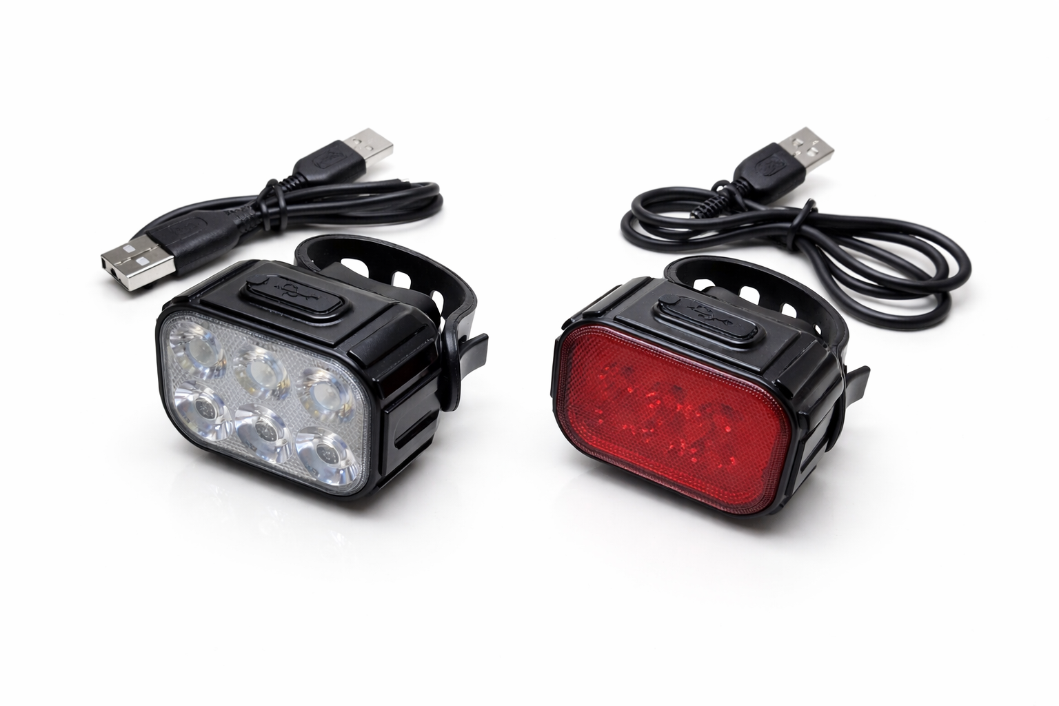 Kit éclairage vélo LED rechargeable avec lampe avant blanche et feu arrière rouge 3