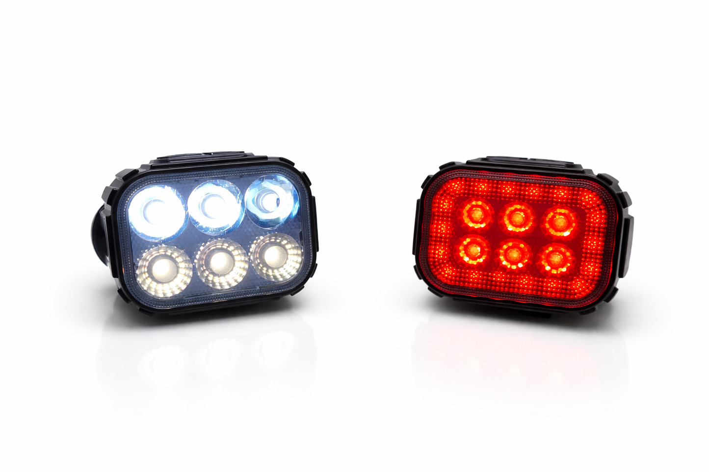 Kit éclairage vélo LED rechargeable avec lampe avant blanche et feu arrière rouge