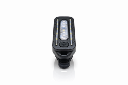 Éclairage vélo LED rechargeable USB-C multifonction noir à clips vue de dessus