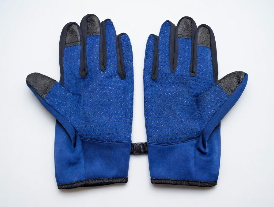 Gants vélo tactiles étanches et chauds avec fermeture zippée marine 2