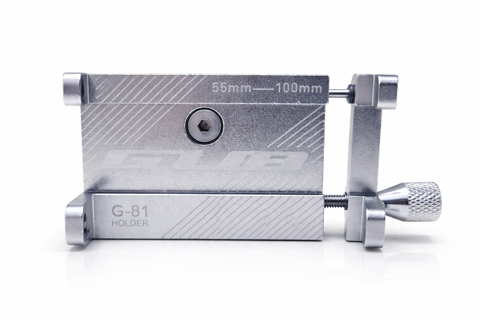 Support téléphone vélo universel en aluminium argenté réglable face