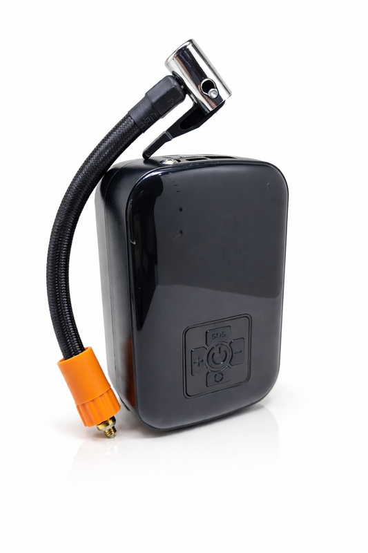 Compresseur électrique portable rechargeable noir avec flexible de gonflage