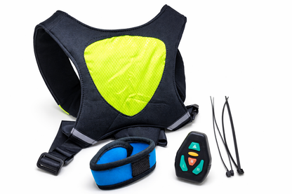 Gilet de signalisation vélo LED noir et jaune avec télécommande sans fil