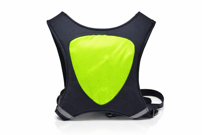 Gilet de signalisation vélo LED noir et jaune avec télécommande sans fil face