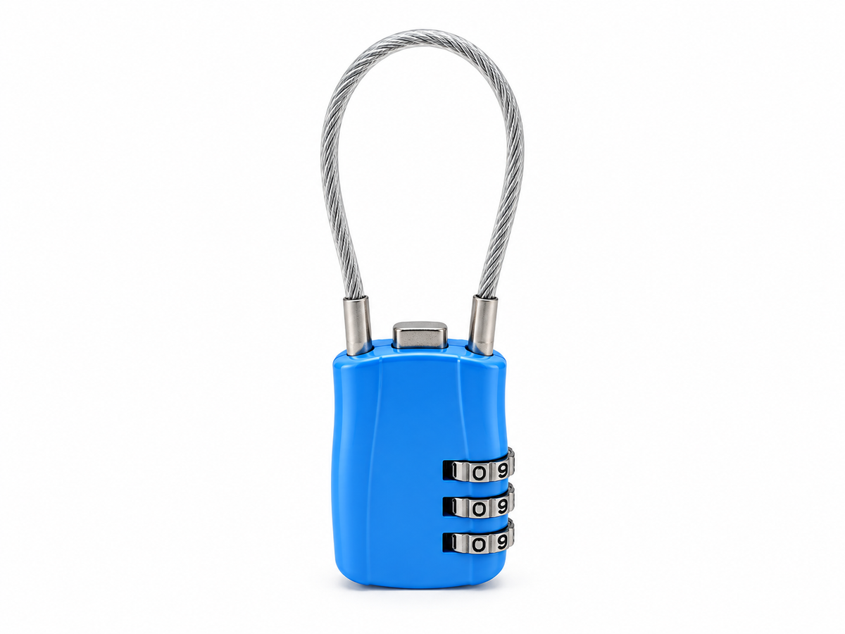 Cadenas à code de voyage avec câble – 4 couleurs