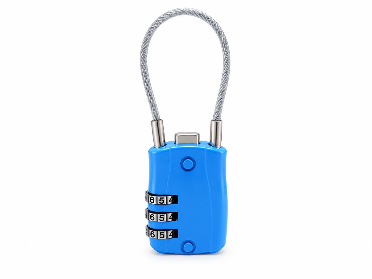 Cadenas à code de voyage avec câble – 4 couleurs