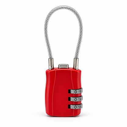 Cadenas à code de voyage avec câble – 4 couleurs