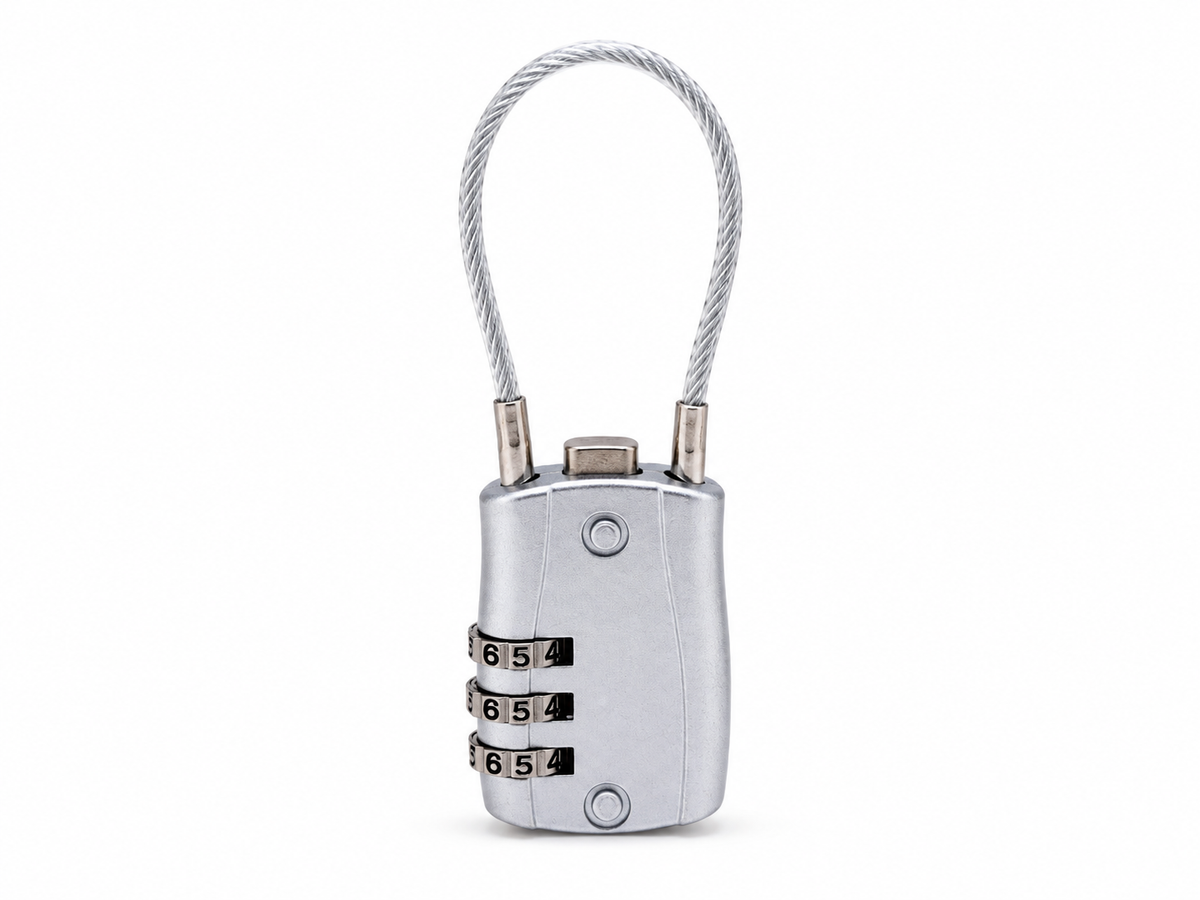 Cadenas à code de voyage avec câble – 4 couleurs