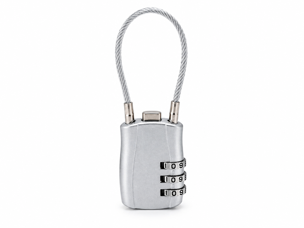 Cadenas à code de voyage avec câble – 4 couleurs