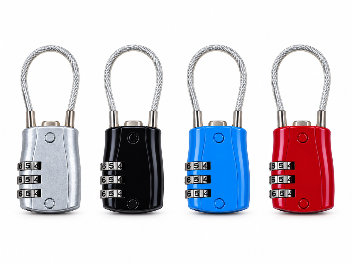 Cadenas à code de voyage avec câble – 4 couleurs