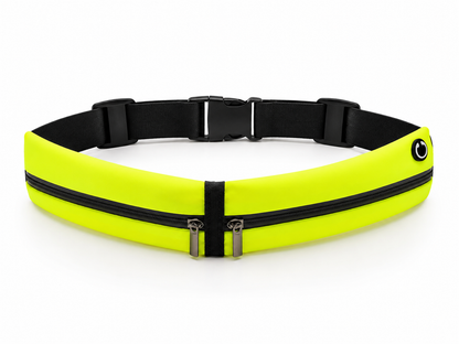 Ceinture de course à pied légère avec 2 poches réfléchissantes noire