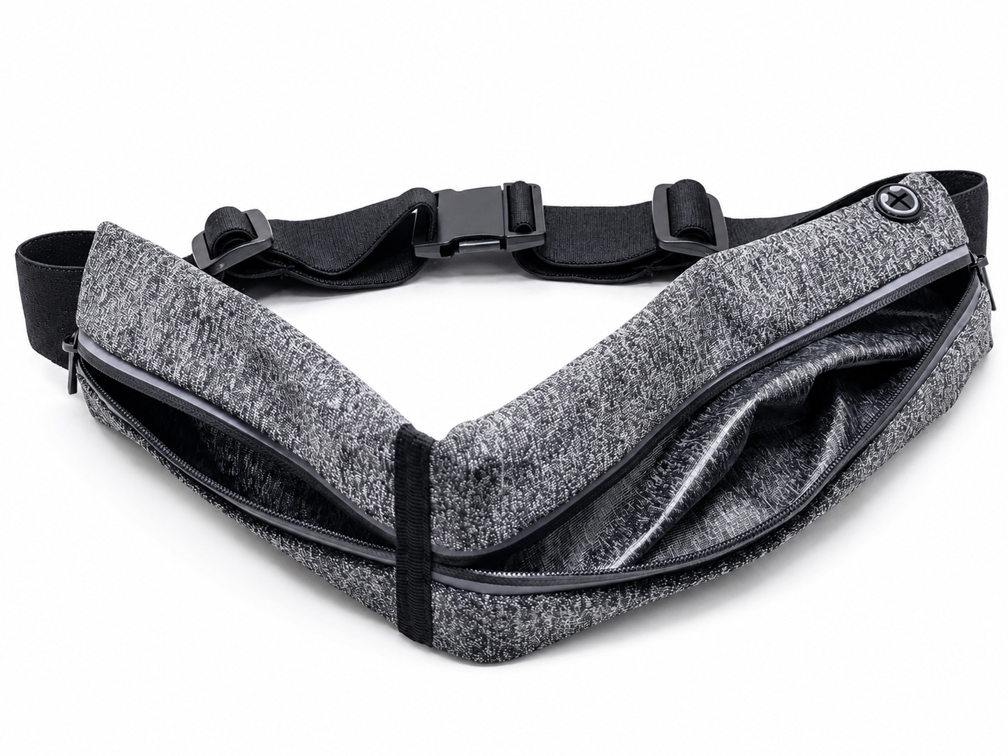 Ceinture de course à pied légère avec 2 poches réfléchissantes noire