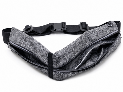 Ceinture de course à pied légère avec 2 poches réfléchissantes noire