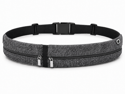 Ceinture de course à pied légère avec 2 poches réfléchissantes noire