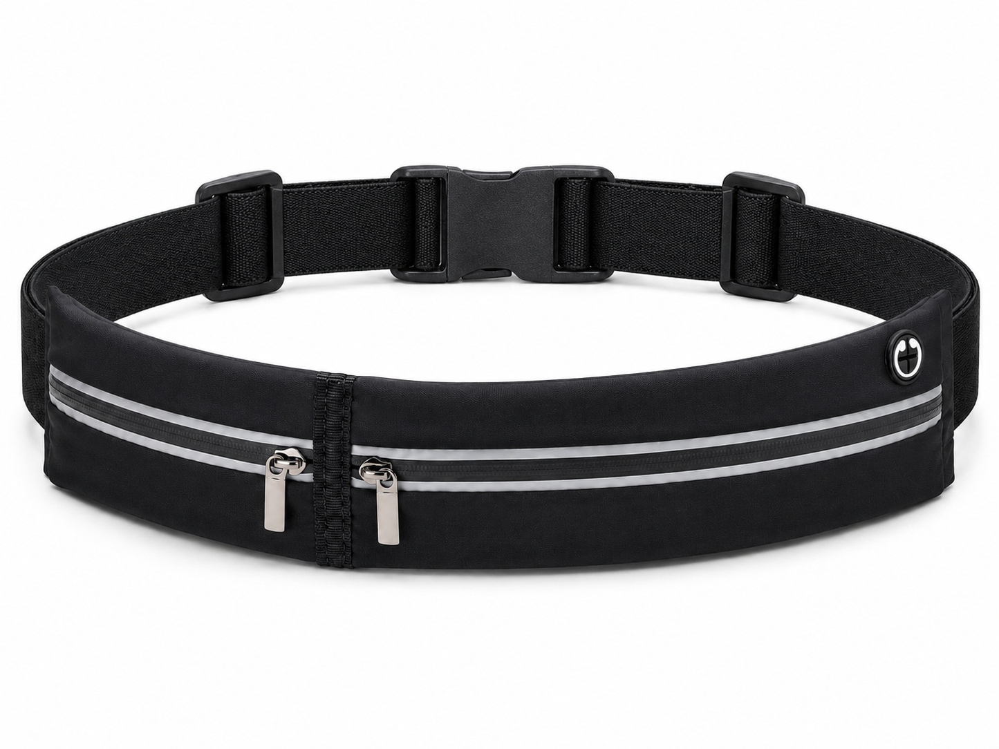 Ceinture de course à pied légère avec 2 poches réfléchissantes noire