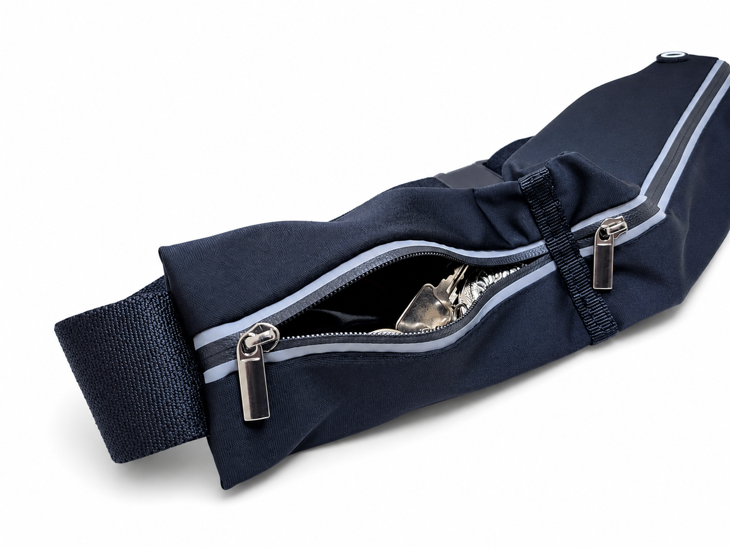 Ceinture de course à pied légère avec 2 poches réfléchissantes noire