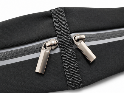 Ceinture de course à pied légère avec 2 poches réfléchissantes noire