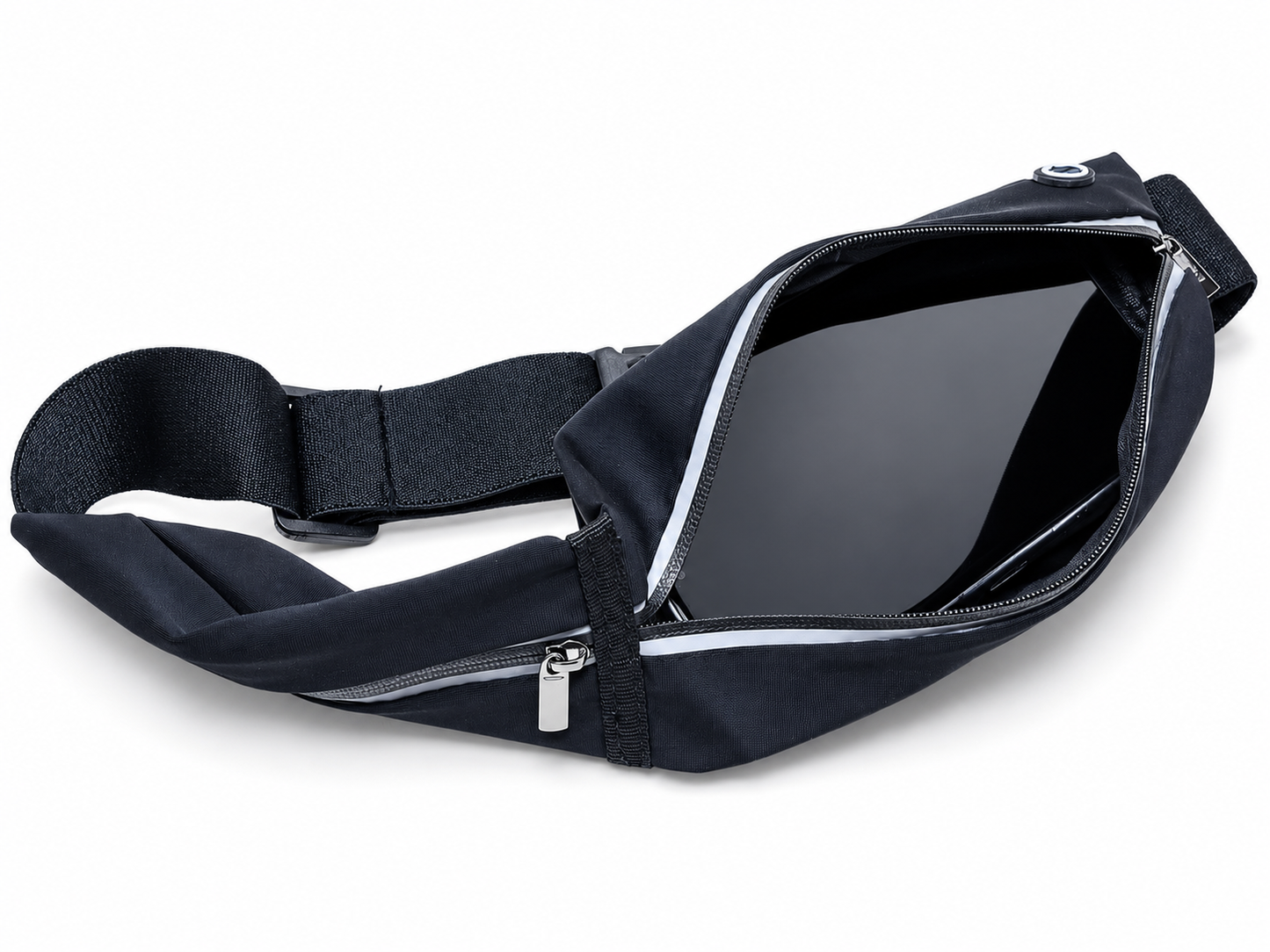 Ceinture de course à pied légère avec 2 poches réfléchissantes noire
