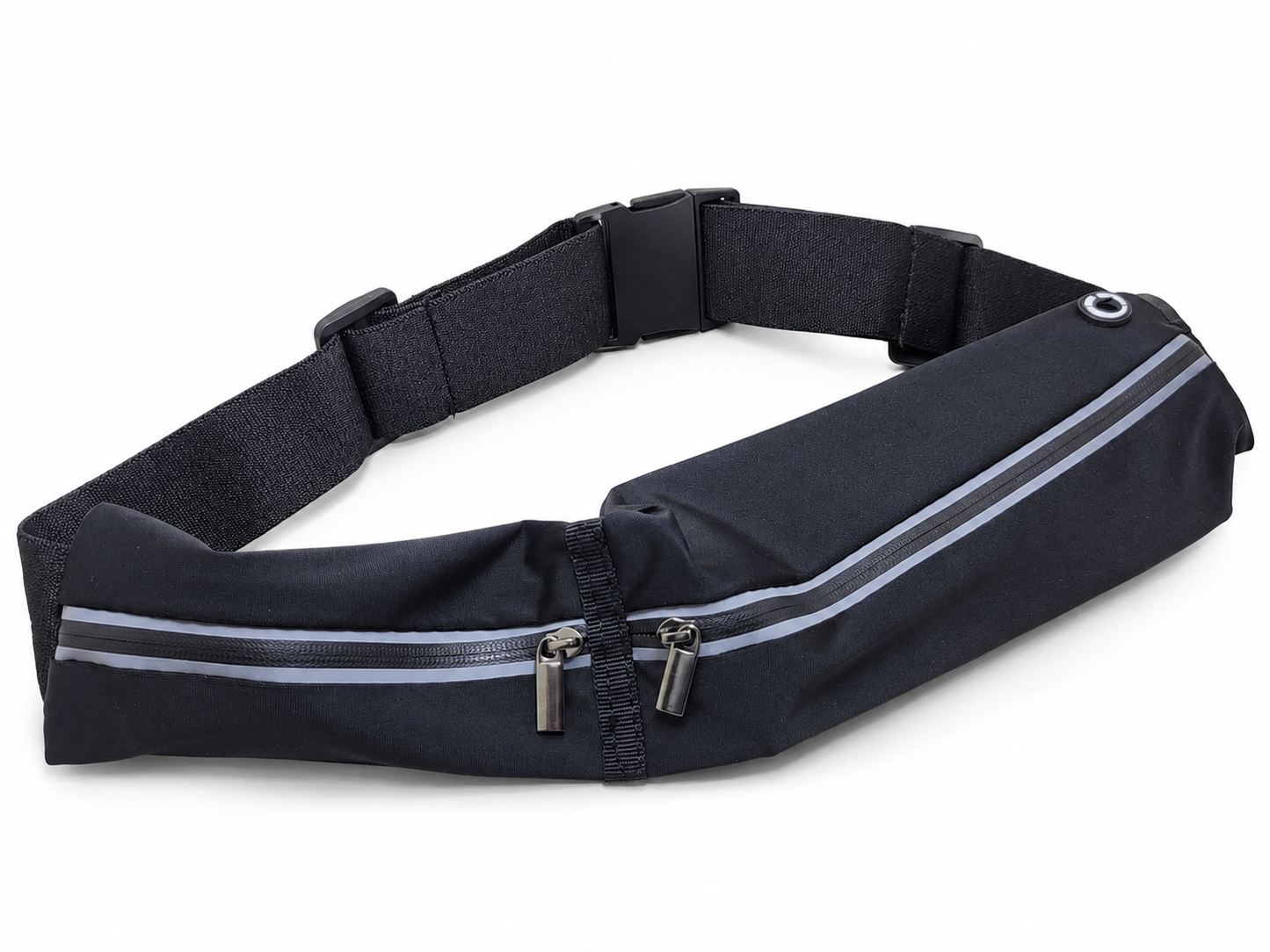 Ceinture de course à pied légère avec 2 poches réfléchissantes noire