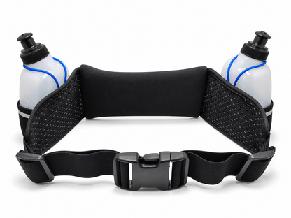 Ceinture de course à pied avec 2 gourdes et poche zippée