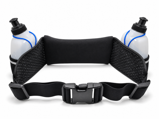 Ceinture de course à pied avec 2 gourdes et poche zippée