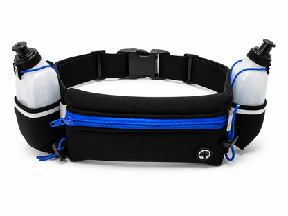Ceinture de course à pied avec 2 gourdes et poche zippée