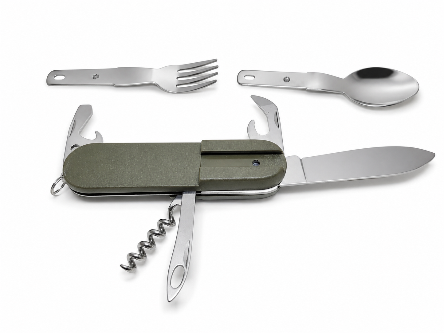 Couteau Couvert Bivouac Multifonction avec Étui – Camping, Randonnée et Outdoor