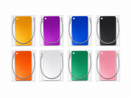 Étiquette de voyage en métal avec câble acier – 8 couleurs
