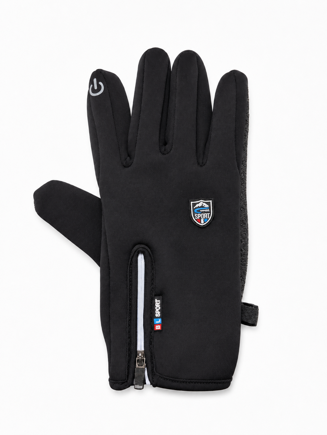 Gants vélo tactiles étanches et chauds avec fermeture zippée noir 1