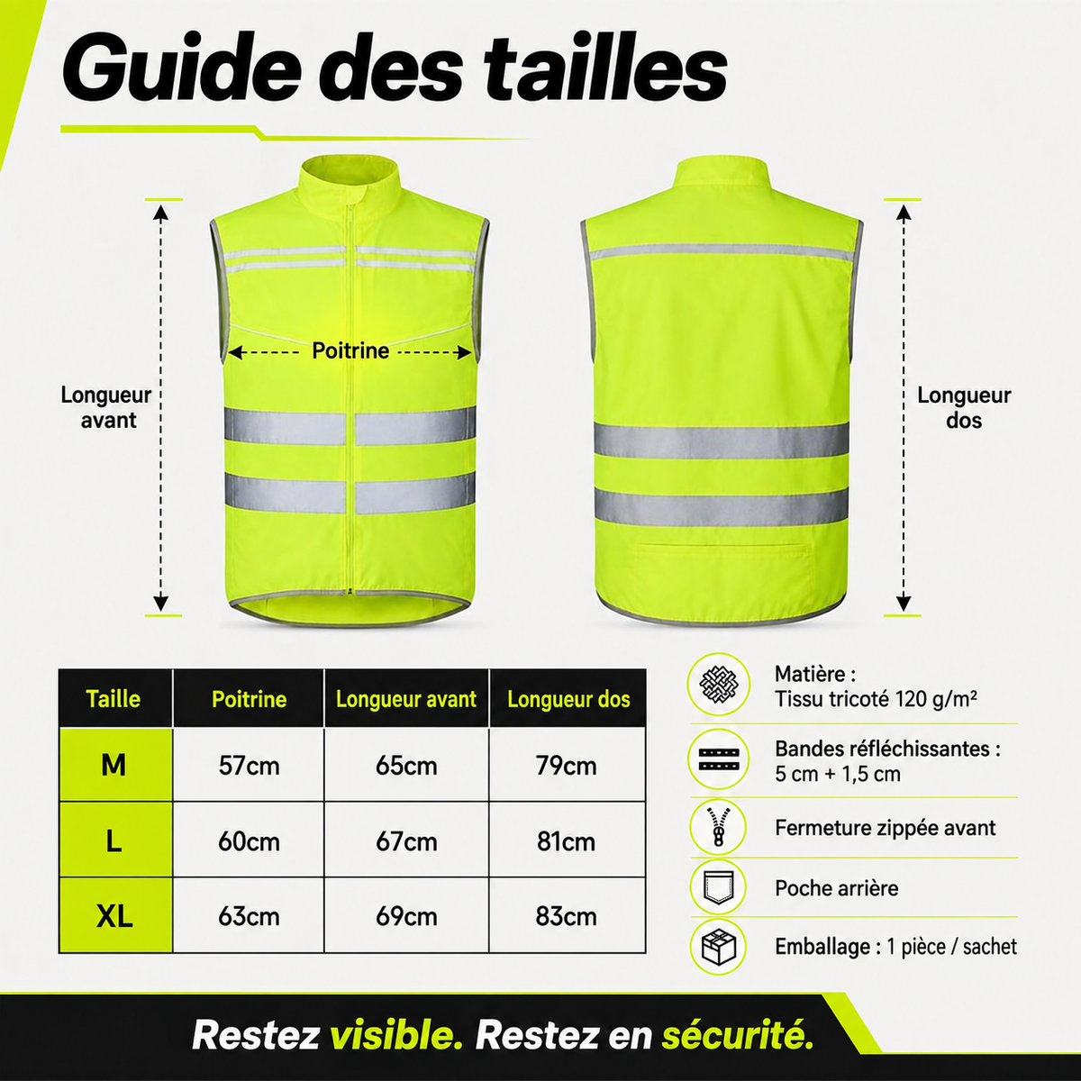 Gilet de running léger réfléchissant EN 17353 Type AB3 – Jaune fluorescent