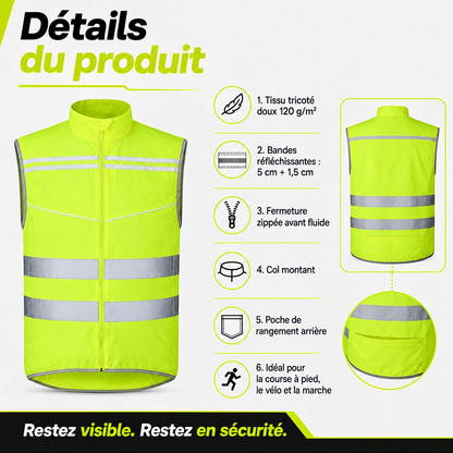 Gilet de running léger réfléchissant EN 17353 Type AB3 – Jaune fluorescent
