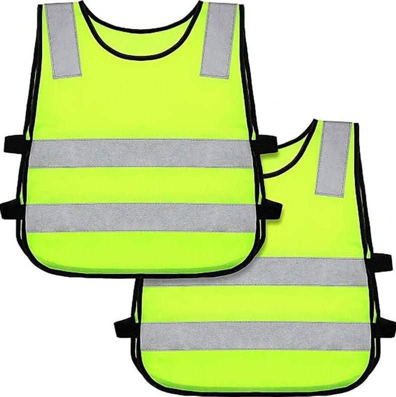 Gilet de sécurité enfant jaune fluorescent EN 17353 avec bandes réfléchissantes