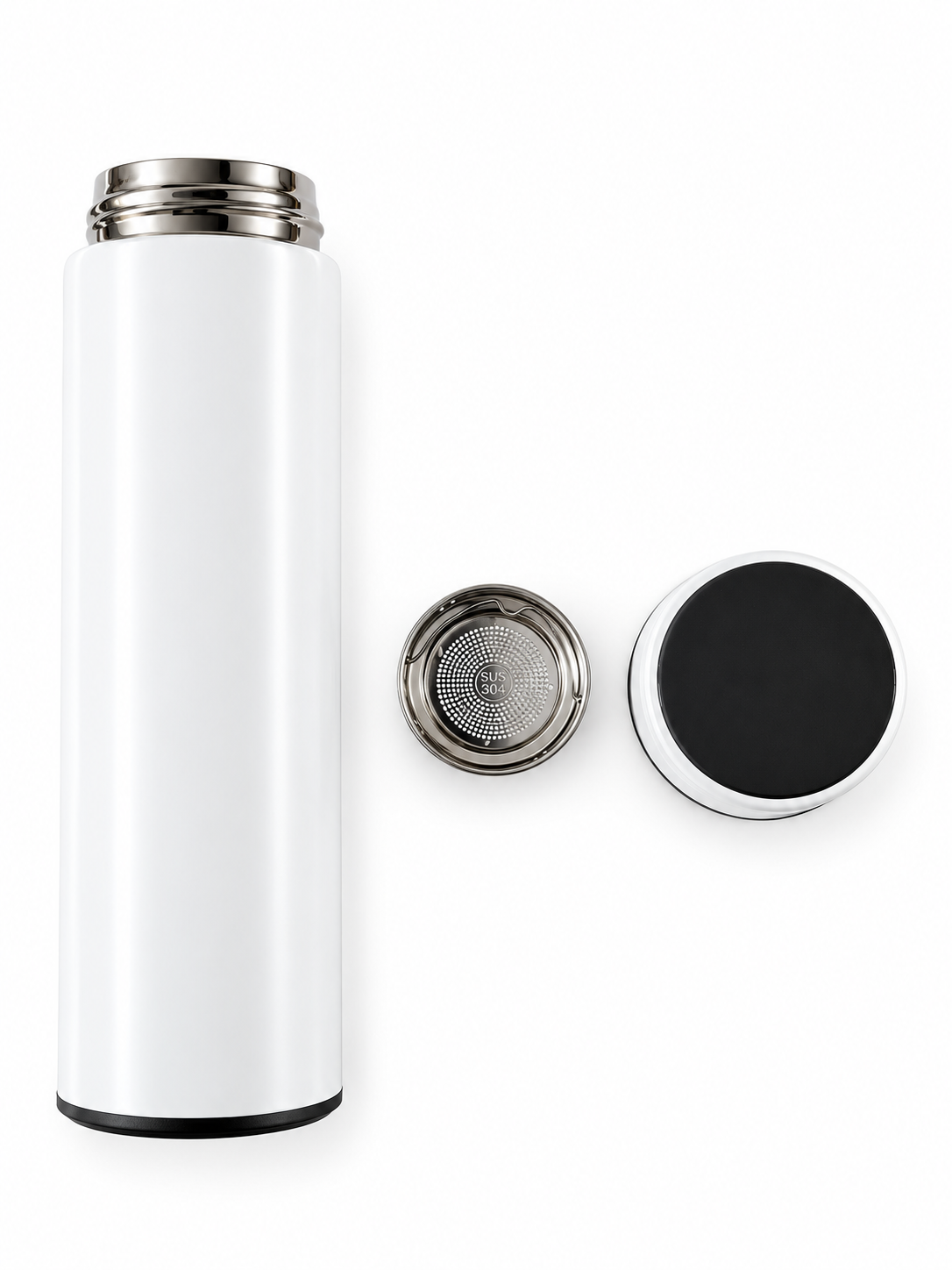 Gourde isotherme 480ml inox avec thermomètre tactile et filtre à thé