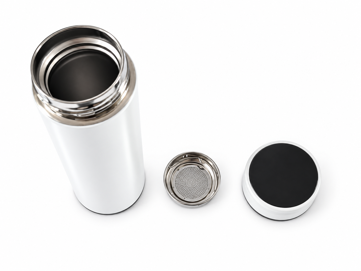 Gourde isotherme 480ml inox avec thermomètre tactile et filtre à thé