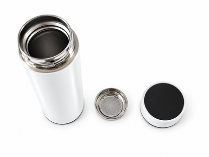 Gourde isotherme 480ml inox avec thermomètre tactile et filtre à thé