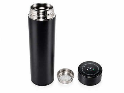 Gourde isotherme 480ml inox avec thermomètre tactile et filtre à thé