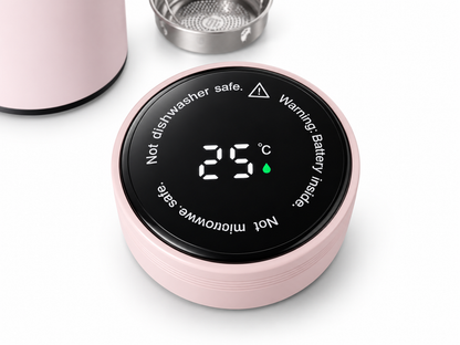Gourde isotherme 480ml inox avec thermomètre tactile et filtre à thé